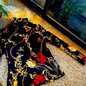 Boston Proper Flower/chain top-medium